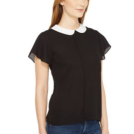 Simple style women chiffon black blouse