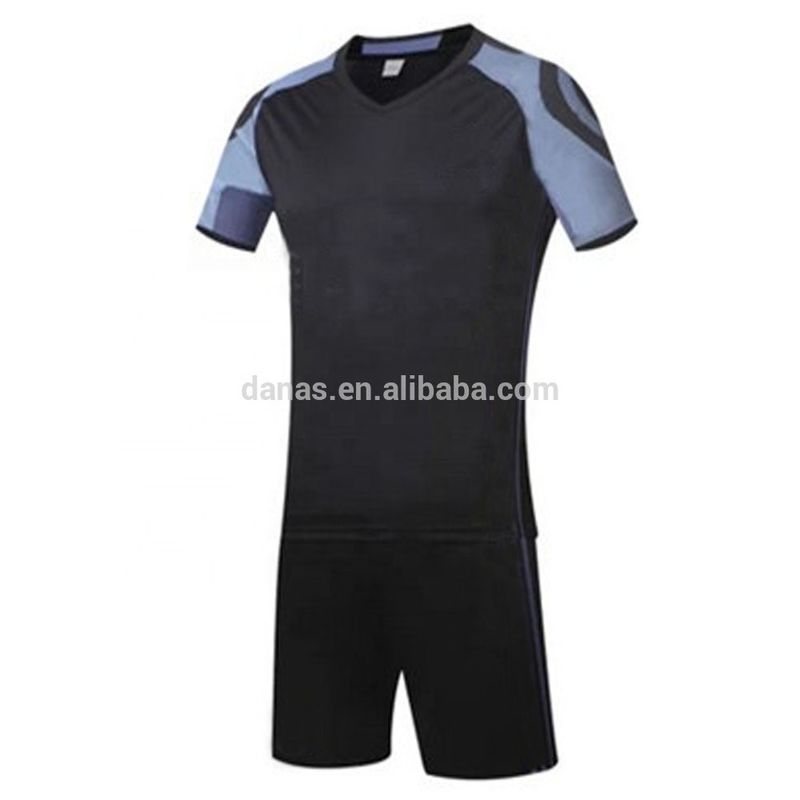 Black Sports Jersey New Model Football Club Designs Soccer Uniform Set