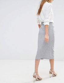 Front split belted pencil women formal fancy skirt top designs
