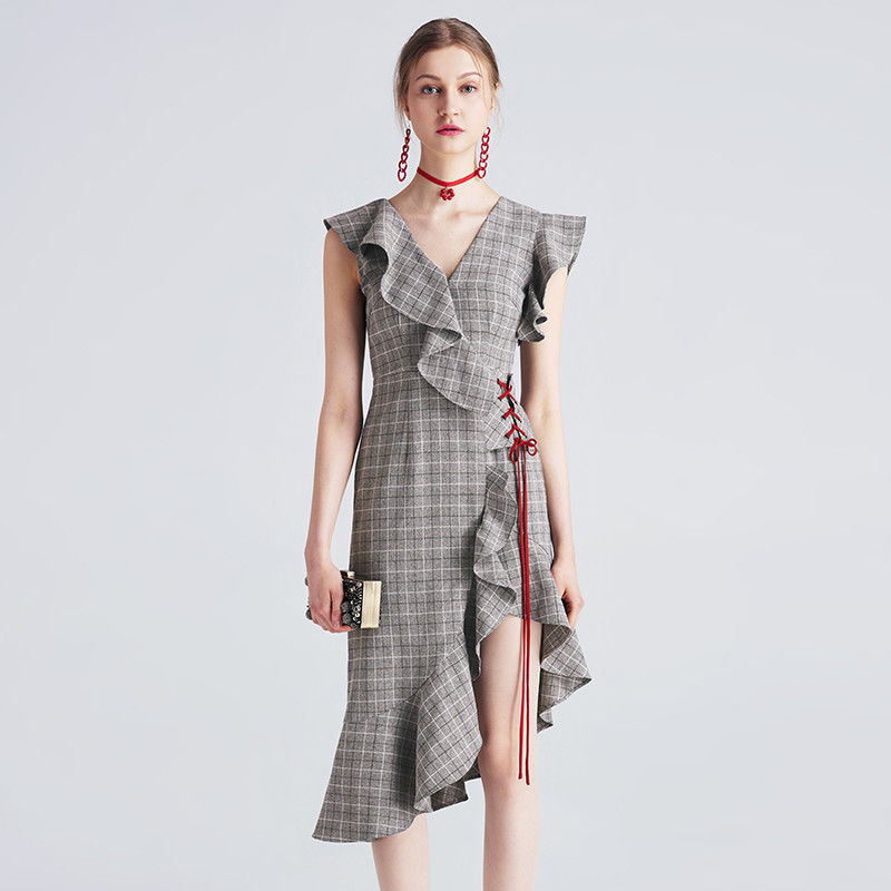 2018 New Fashion Lady Grey Dress