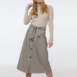 মহিলাদের জন্য উচ্চ waisted Tartan Midi প্লেয়ার স্কার্ট